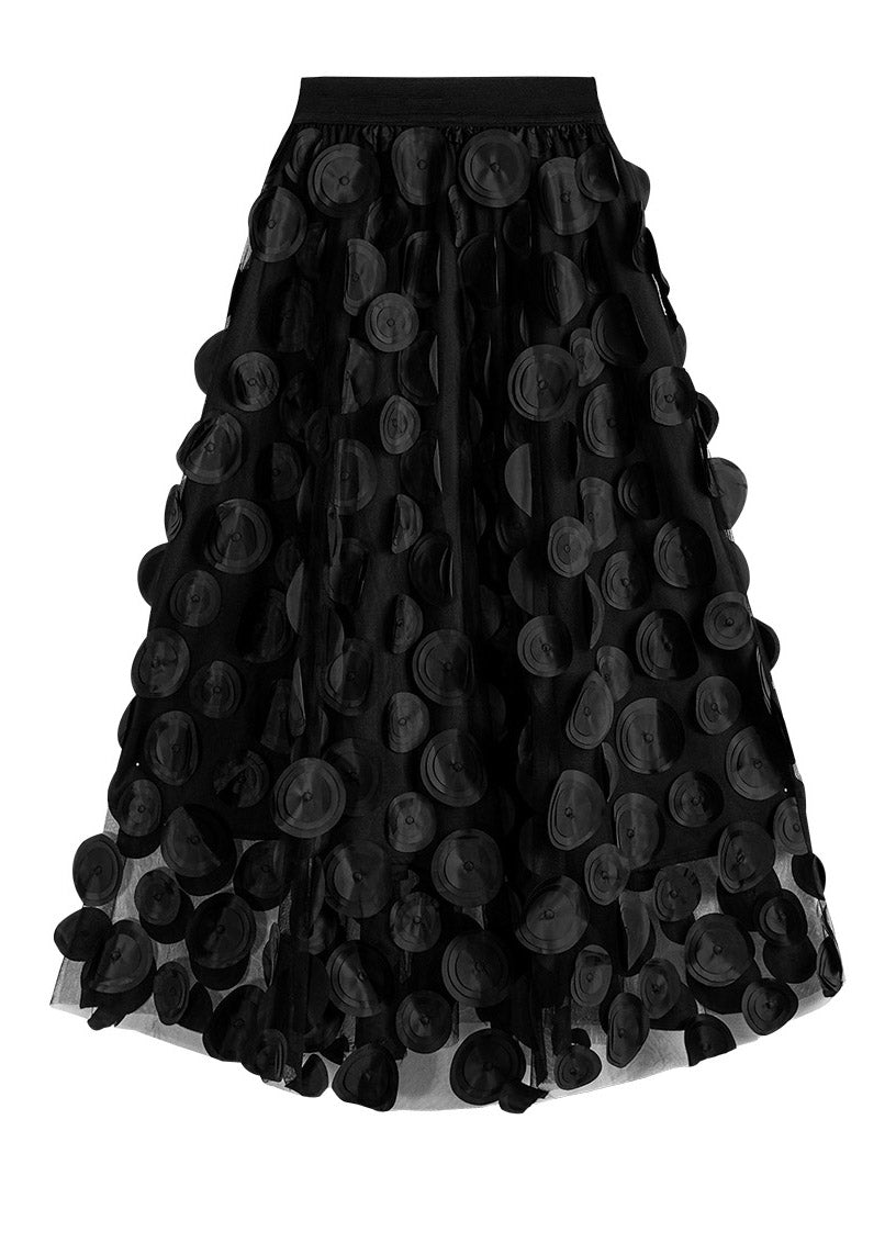 Novelty Black Elastic Waist Tulle A Line Skirts Summer