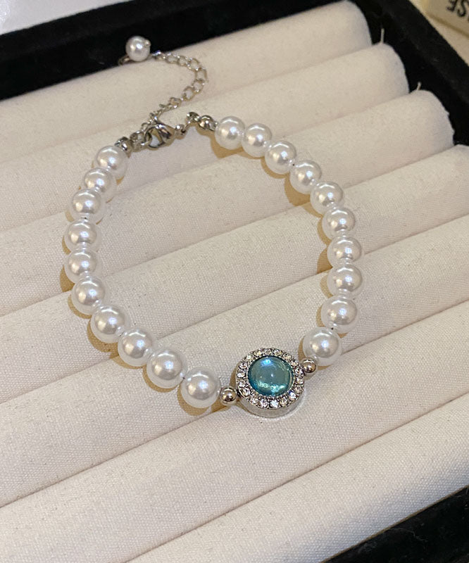 Novelty Silk Overgild Zircon Pearl Charm Bracelet