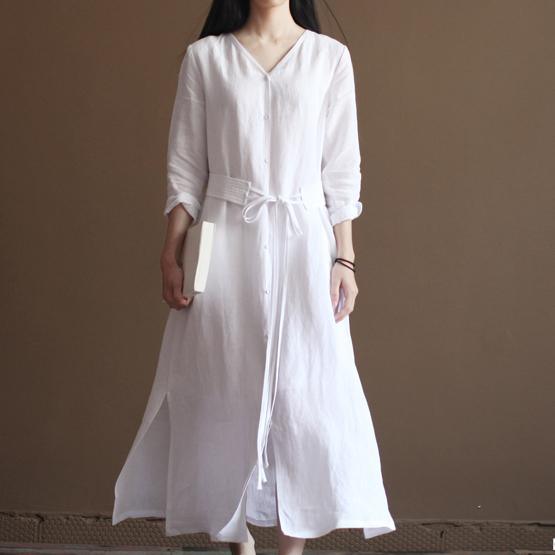 Nude linen dresses flowy linen maxi dress oversize linen clothing - Omychic