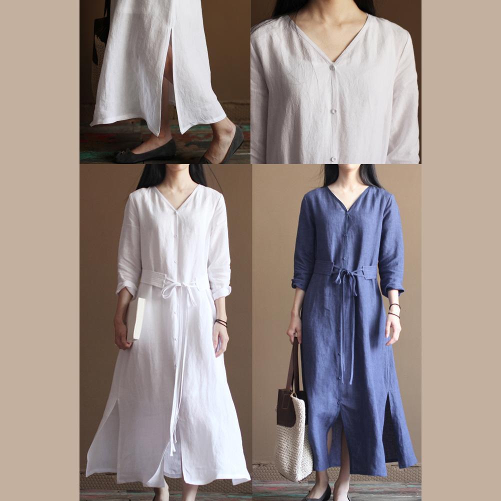 Nude linen dresses flowy linen maxi dress oversize linen clothing - Omychic