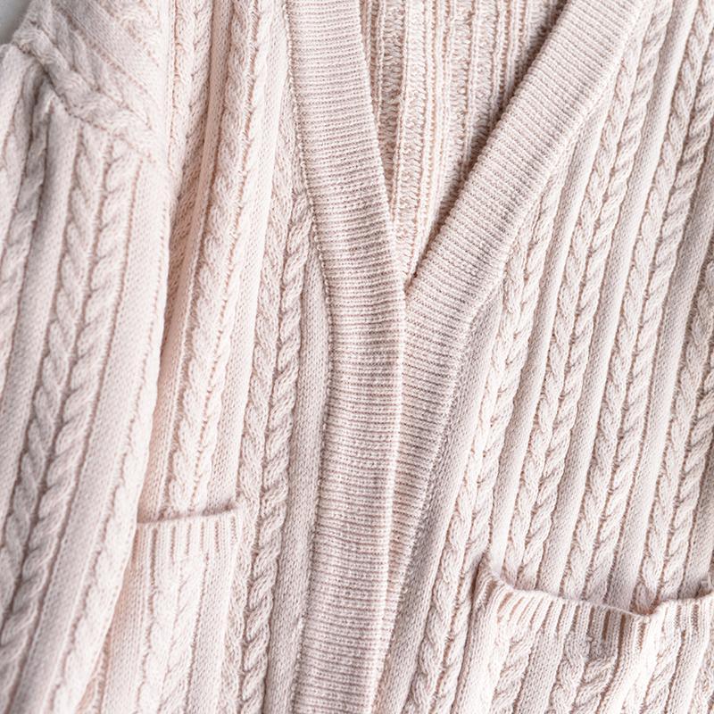 Nude pink knit coats plus size sweaters long knitted sweaters cardigans - Omychic