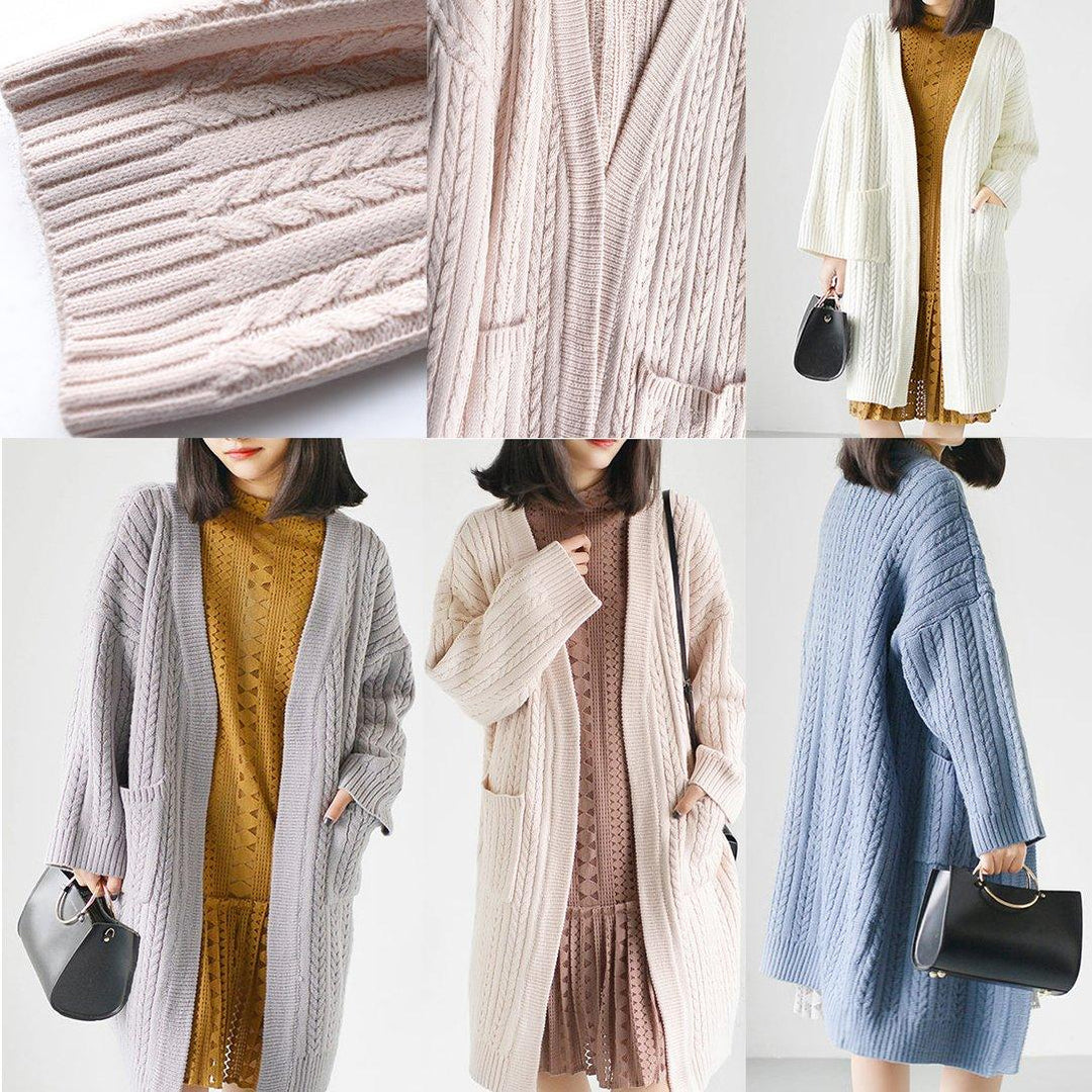 Nude pink knit coats plus size sweaters long knitted sweaters cardigans - Omychic