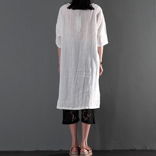 Unpredictable future linen dresses for summer plus size shift dress sundress white - Omychic
