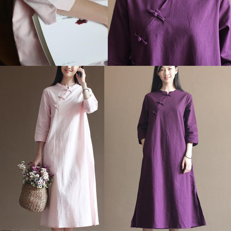 Nude spring dresses vintage cotton maxi dress oversize linen caftans - Omychic