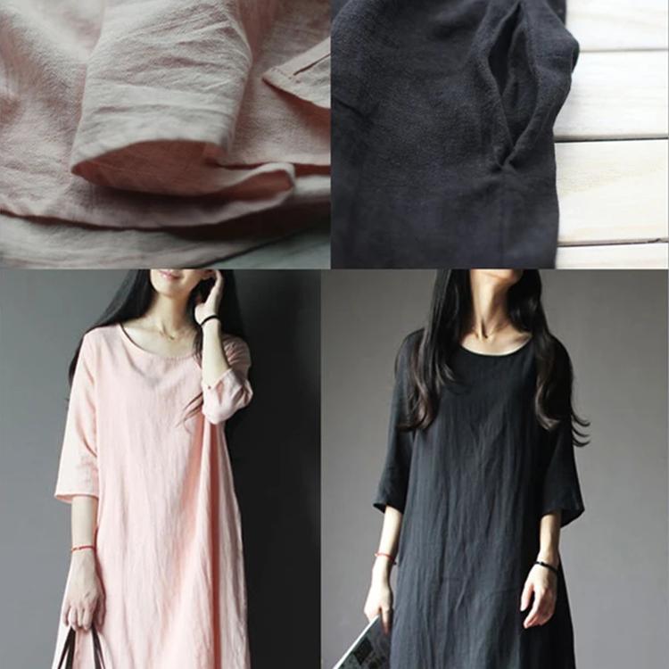 Nude Pink Linen Maxi Dress Oversize Linen Sundress Summer Casual Linen Clothing - Omychic