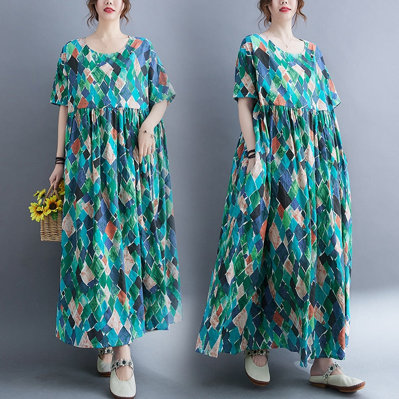 Summer New Plus Size Loose Boho Dresses