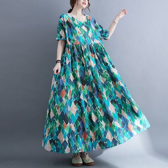 Summer New Plus Size Loose Boho Dresses