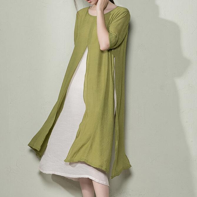 Olive layered sundress flowy cotton maxi dresses plus size clothing maternity dress - Omychic