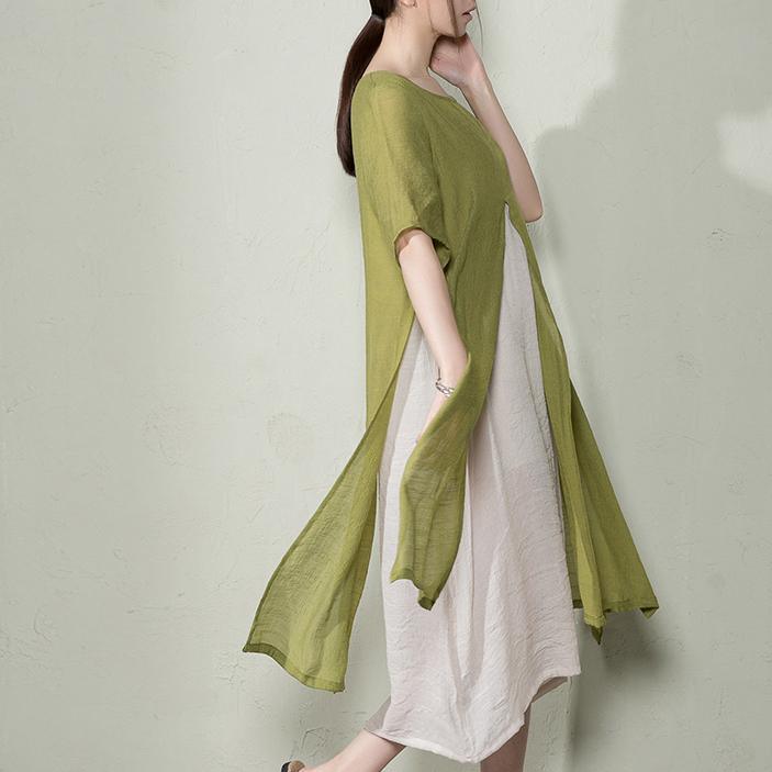 Olive layered sundress flowy cotton maxi dresses plus size clothing maternity dress - Omychic