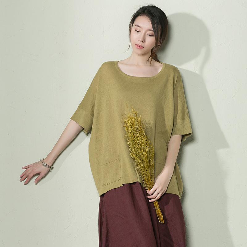 Olive yellow oversize women shirt top blouse pure cotton - Omychic