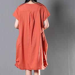 Orange plus size linen summer dress oversize sundress maternity dresses flying butterfly - Omychic