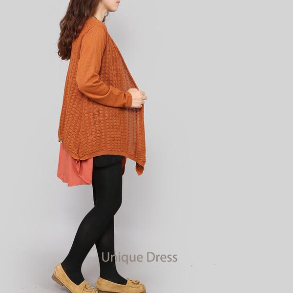 Orange women spring knit coat outwear - Omychic