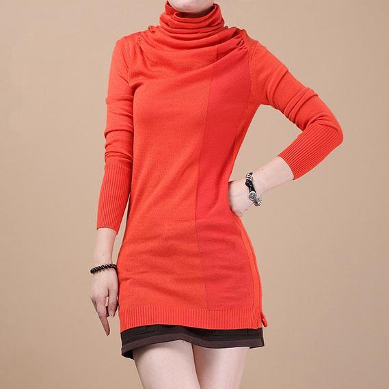 Orange woolen Tunic sweater top - Omychic