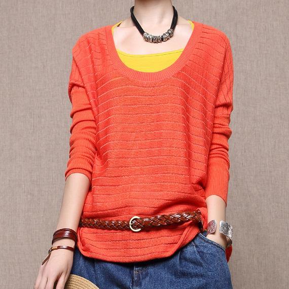 Orange woolen sweater top - Omychic