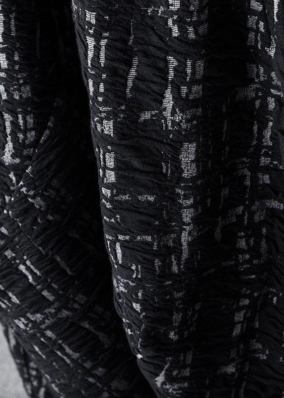 Organic Black Plaid Print Oversize Wide Leg Winter Pants - Omychic
