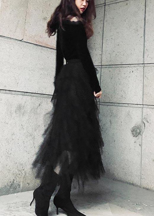 Organic Black tulle Tiered Summer Skirts ( Limited Stock) - Omychic