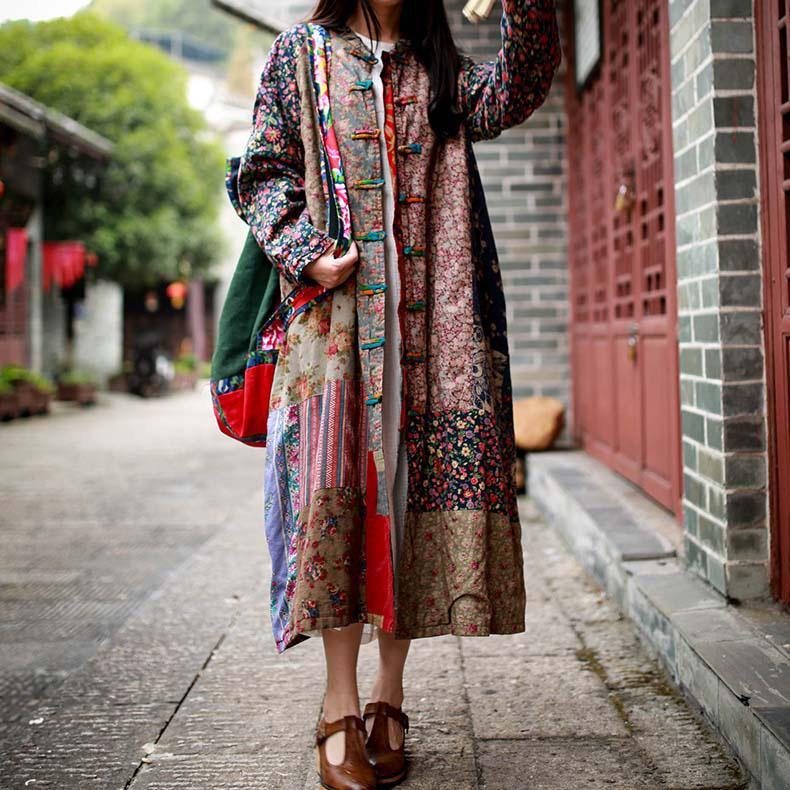 Organic Chinese Button top quality coats women patchwork color box outwear fall - Omychic