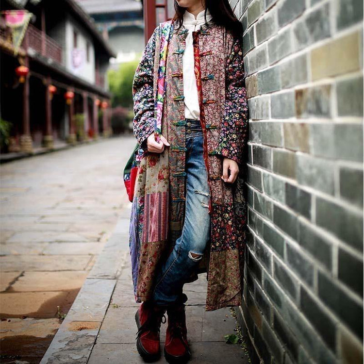 Organic Chinese Button top quality coats women patchwork color box outwear fall - Omychic