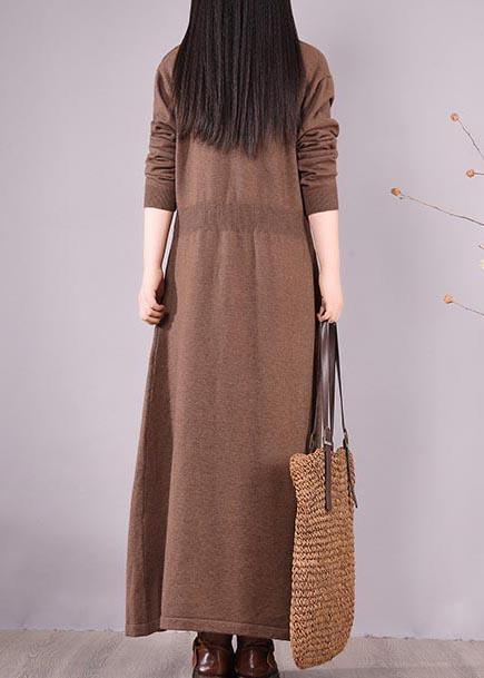 Organic Chocolate Clothes V Neck Asymmetric Vestidos De Lino Spring Dresses - Omychic