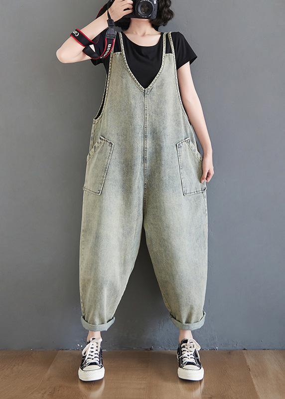 Organic Denim Light Blue Casual Pants Plus Size Spring Jumpsuit Pants - Omychic