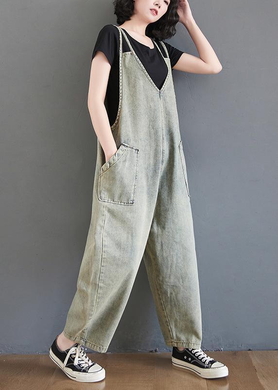 Organic Denim Light Blue Casual Pants Plus Size Spring Jumpsuit Pants - Omychic