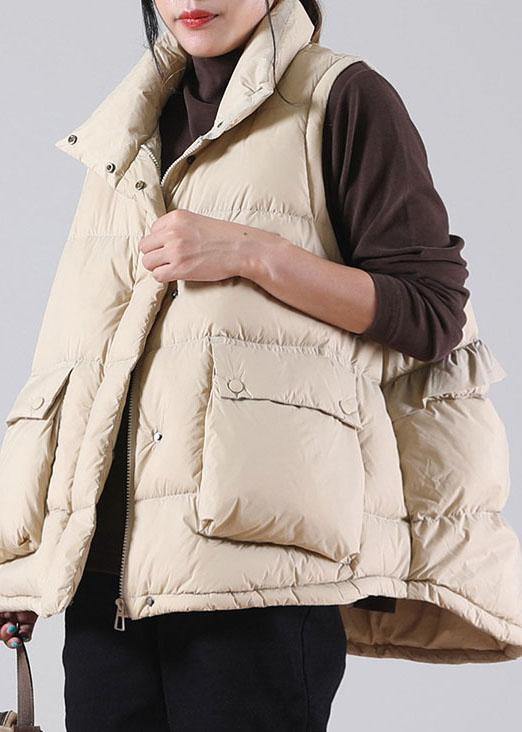 Organic Khaki zippered Duck Down Down Sleeveless down vest - Omychic