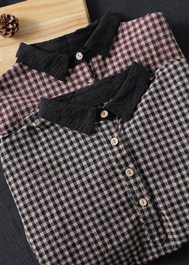 Organic Lapel Patchwork Spring Clothes Shape Black Plaid Shirts - Omychic