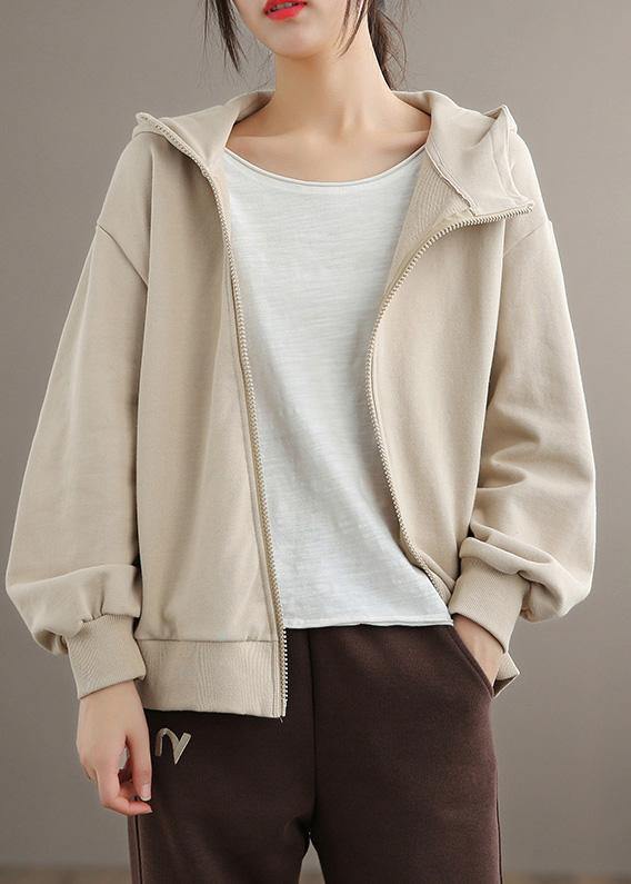 Organic Nude Fashion Coats Women Gifts Hooded Zippered Spring Coats - Omychic