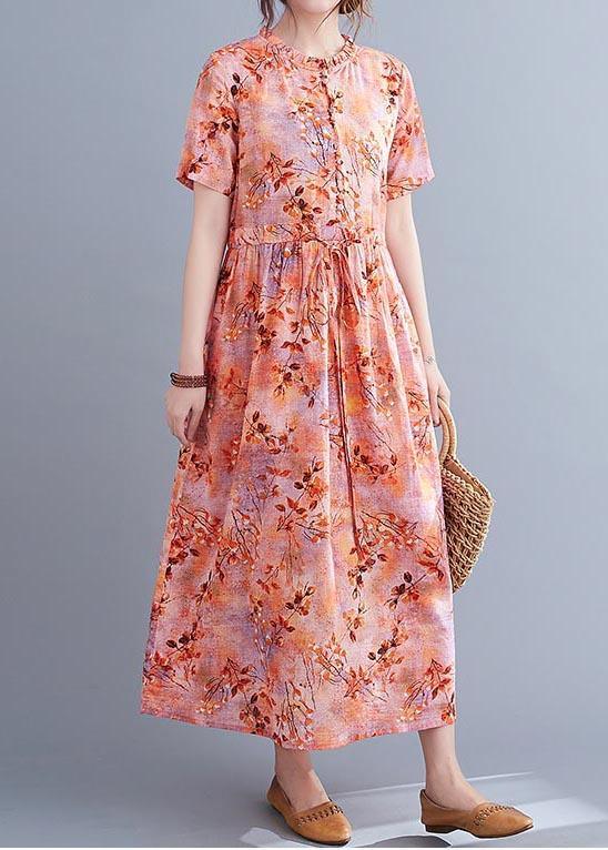 Organic Print tie waist Cotton Ruffled Summer Maxi Dress ( Limited Stock) - Omychic