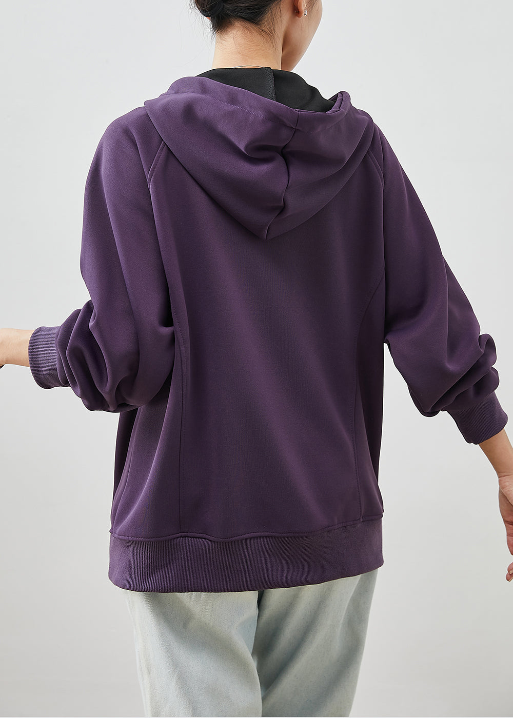 Organic Purple Hooded Cotton Sweatshirts Coats Spring