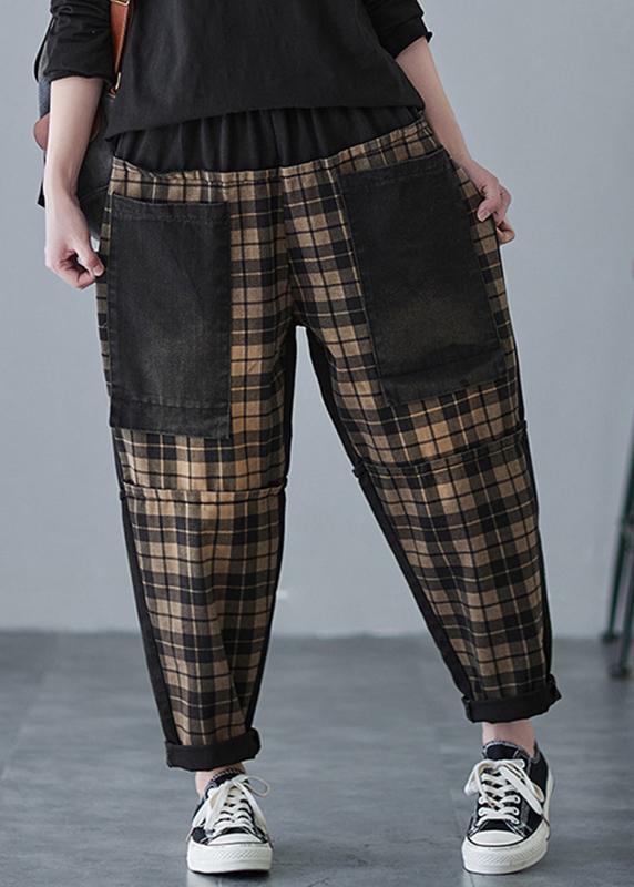 Organic Spring Trousers Oversize Plaid Work Outfits Casual Pant - Omychic