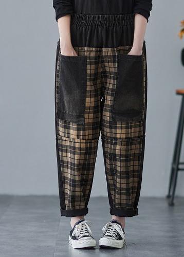 Organic Spring Trousers Oversize Plaid Work Outfits Casual Pant - Omychic