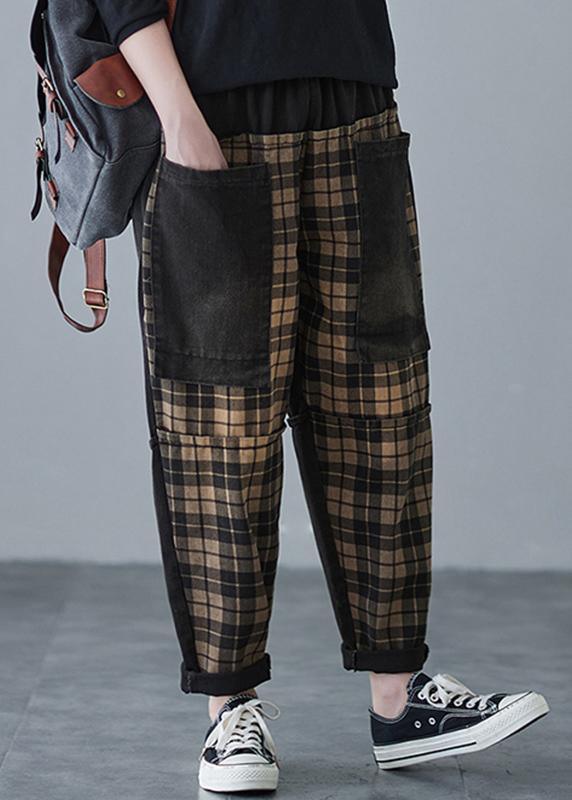Organic Spring Trousers Oversize Plaid Work Outfits Casual Pant - Omychic