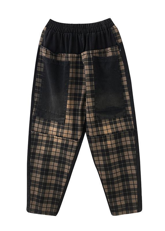 Organic Spring Trousers Oversize Plaid Work Outfits Casual Pant - Omychic