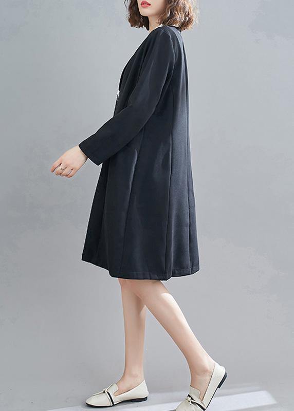 Organic V-Neck Button Spring dresses Fashion Ideas Black Dress - Omychic