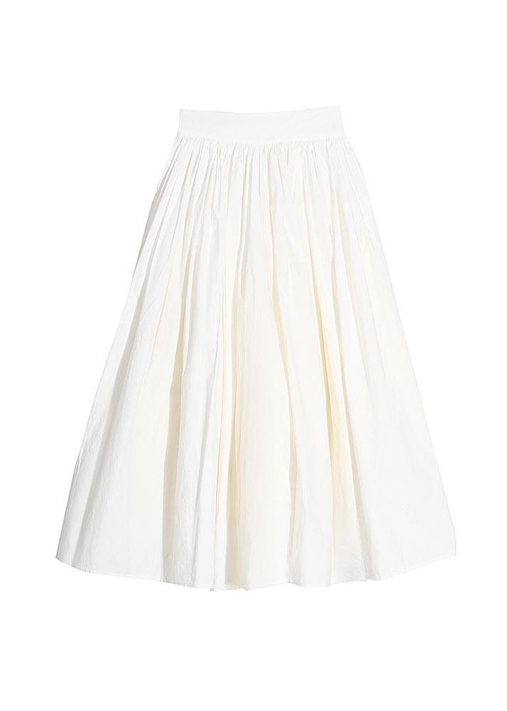 Organic White High Waist Cinched Patchwork Summer Cotton Skirts ( Limited Stock) - Omychic
