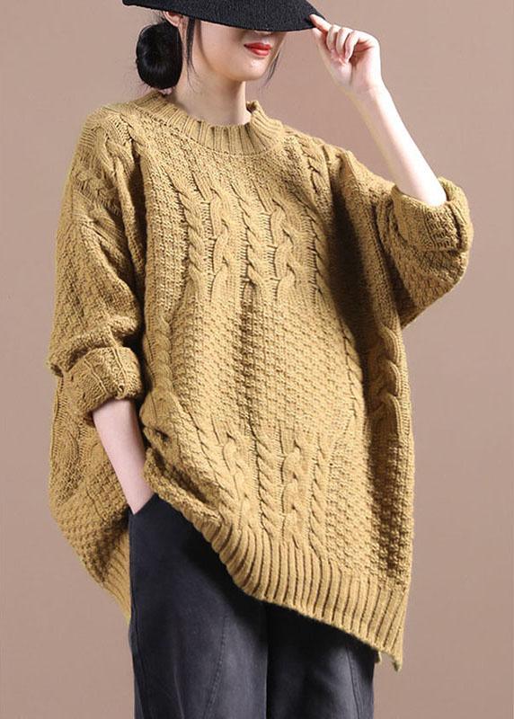 Organic Yellow Side Open Fall Sweater Top - Omychic