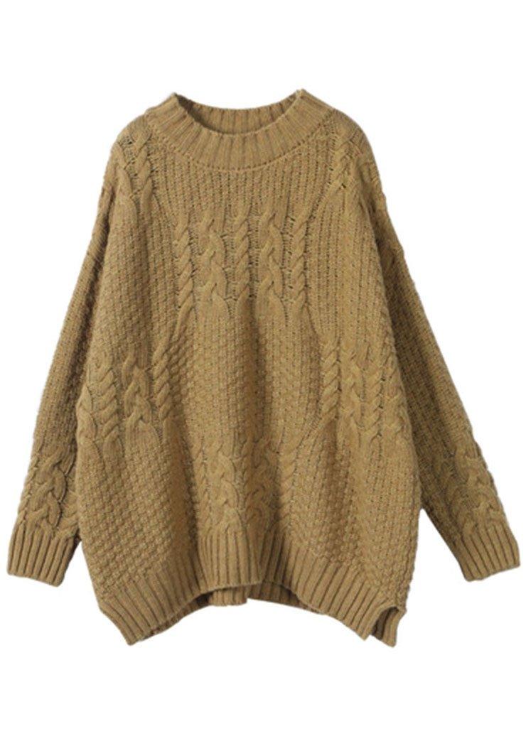 Organic Yellow Side Open Fall Sweater Top - Omychic
