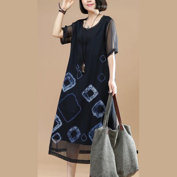 Organic layered clothes Work black floral Traveling Dresses summer - Omychic