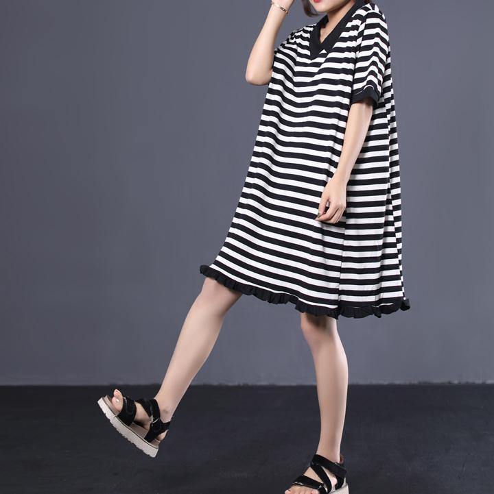 Organic patchwork cotton dress Photography striped Robe Dress summer - Omychic