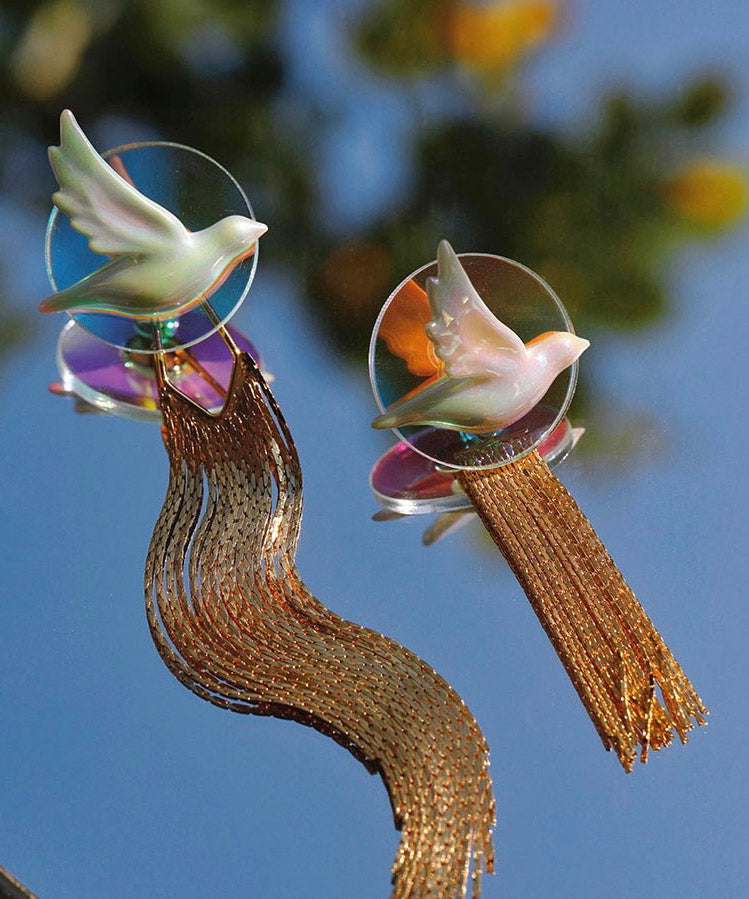 Original Acrylic Little Bird Tassel Drop Earrings