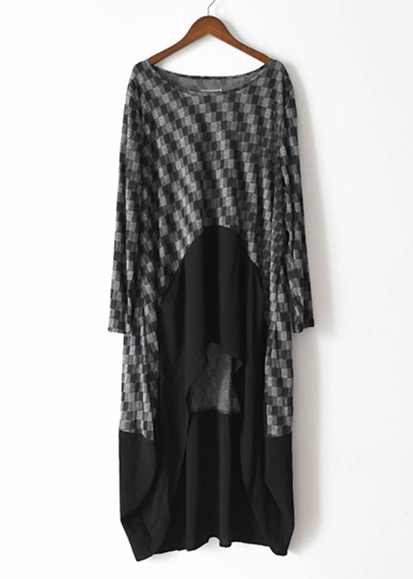 Original Black Plaid Asymmetrical Patchwork Cotton Two Piece Set Women Clothing Summer