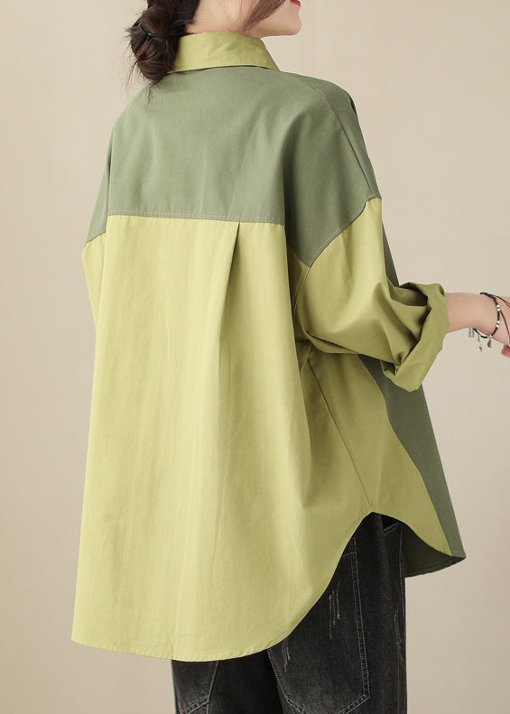 Chinese Vintage Patchwork Asymmetric Design Shirt