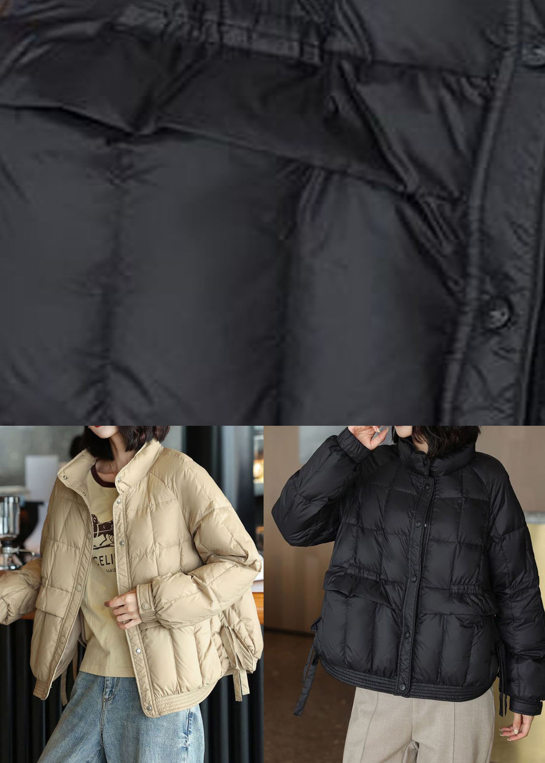 Original Design Black Stand Collar Thick Duck Down Down Jacket Winter