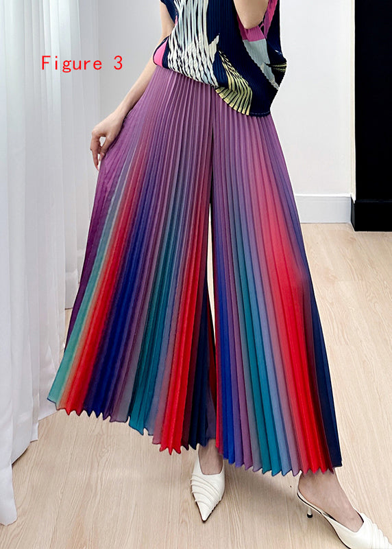 Original Design Gradient Color Wrinkled Wide Leg Pants Summer