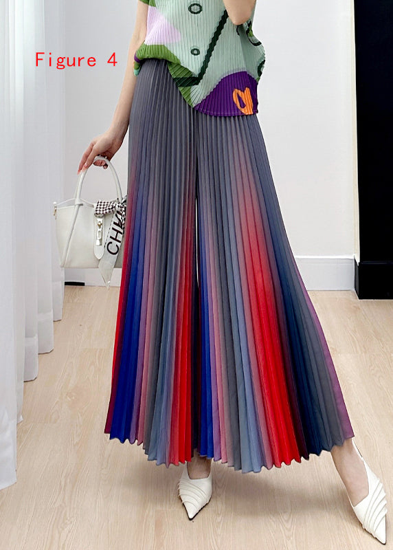 Original Design Gradient Color Wrinkled Wide Leg Pants Summer