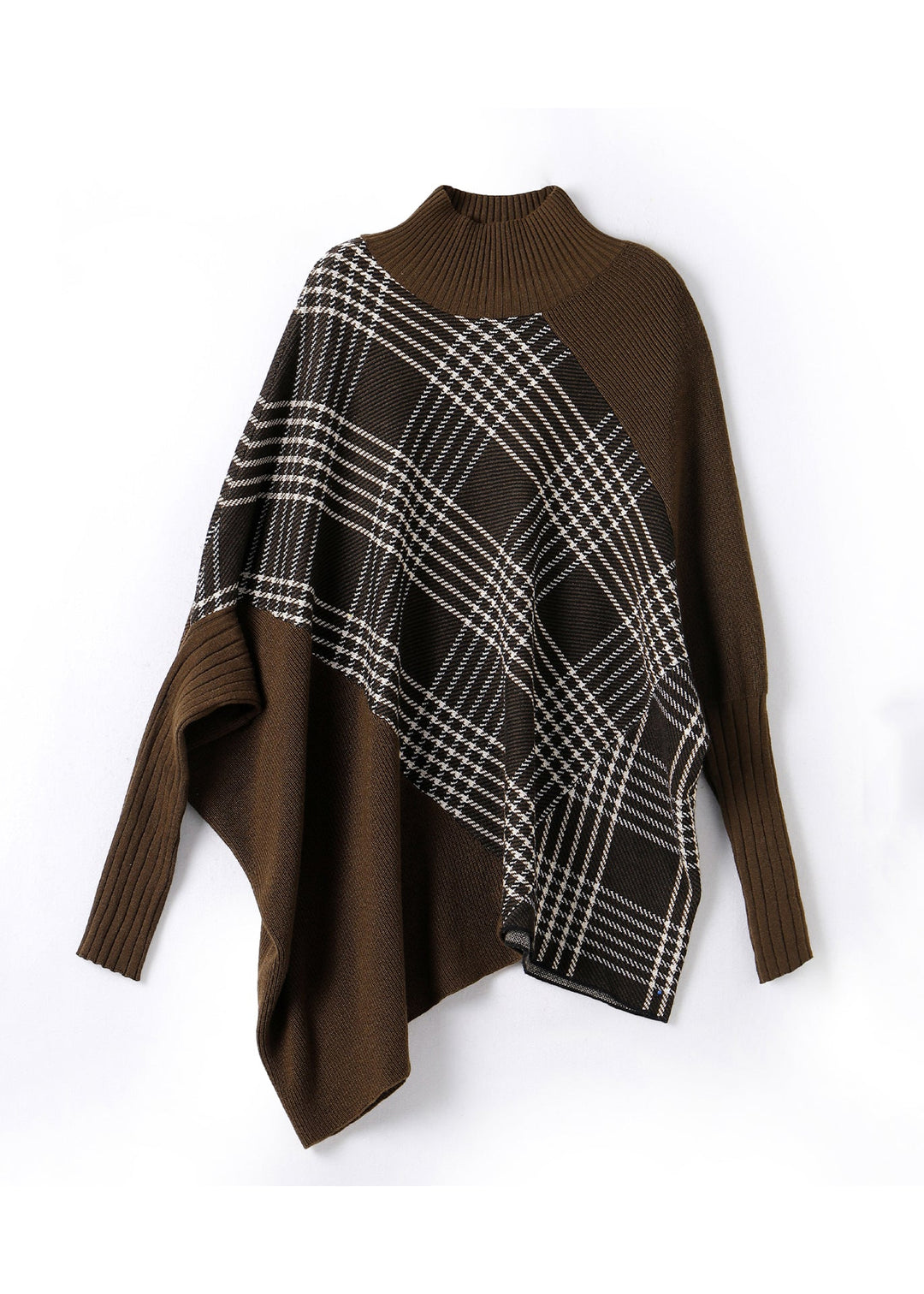 Original Oversized Coffee Asymmetrical Patchwork Woolen Sweaters Winter