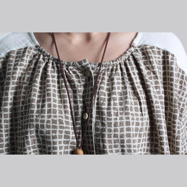 Oversize maxi dress summer grid cotton sundress loose fitting dress - Omychic