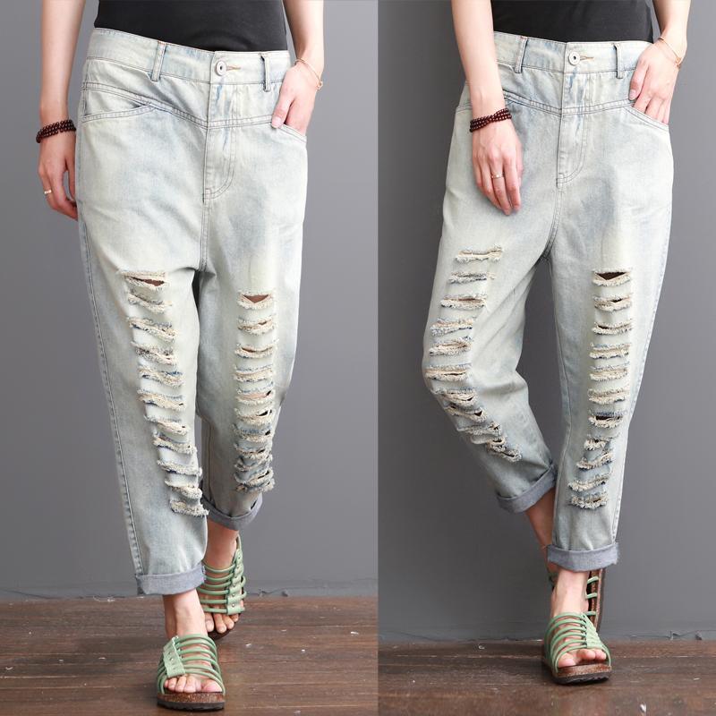 Oversize ripped jeans summer denim women - Omychic