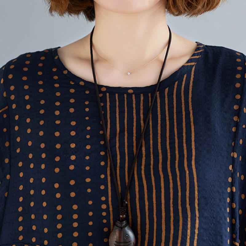 Vintage Polka Dot Striped Cotton Tops